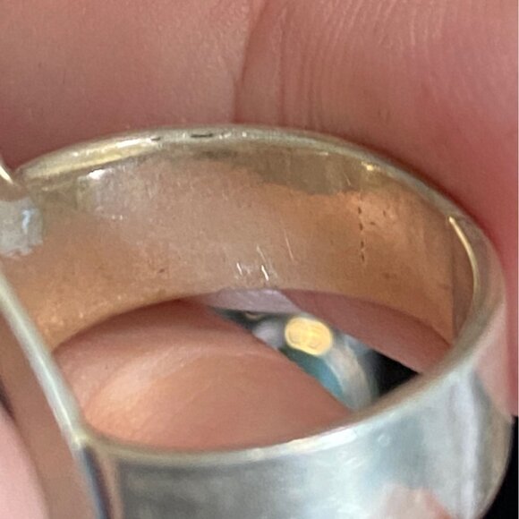 Ring Size 8 Taxco Aztec Mexico Sterling Silver 925 Women Semi-Precious Stone - Picture 8 of 10